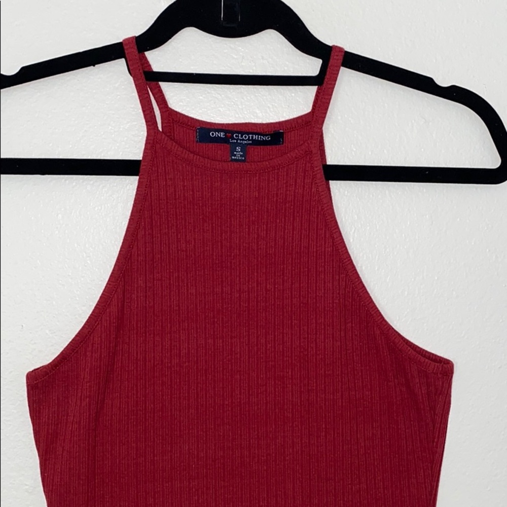 Red Ribbed Mini Dress - Picture 3 of 4